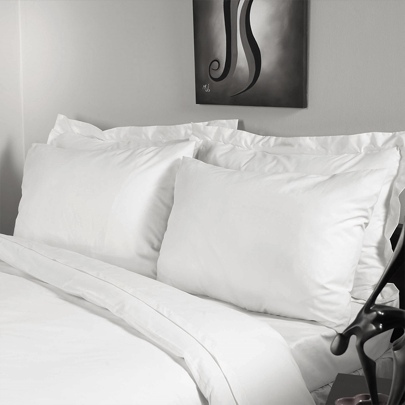 4PCS Hotel Bedding Collection Cotton White 350TC Plain Sateen