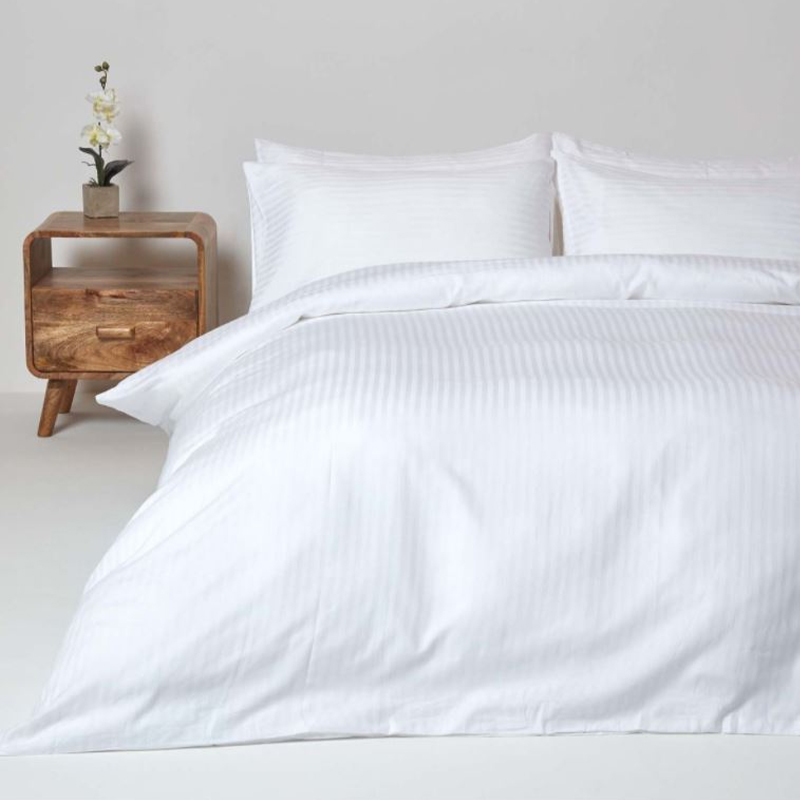 Cotton 40s 250 thread count 1cm satin stripe hotel flat sheet set