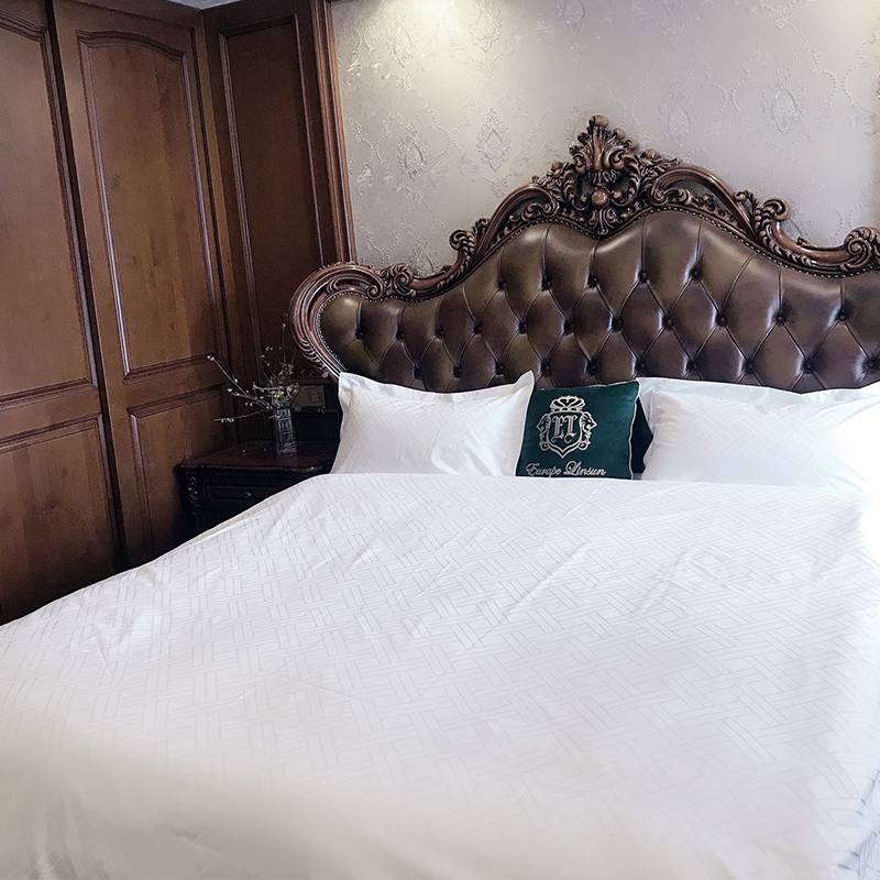 Snow White Pure Cotton 60s 330TC Sateen Jacquard Hotel Bedding Damit
