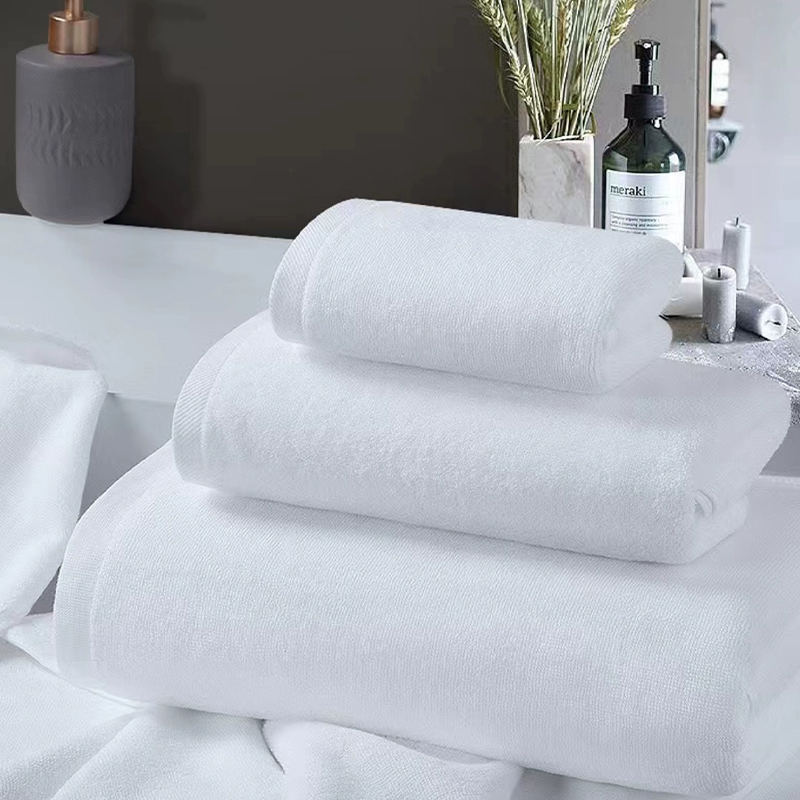 Pure Cotton 32s Double Twist Plain Terry White Hotel Towels