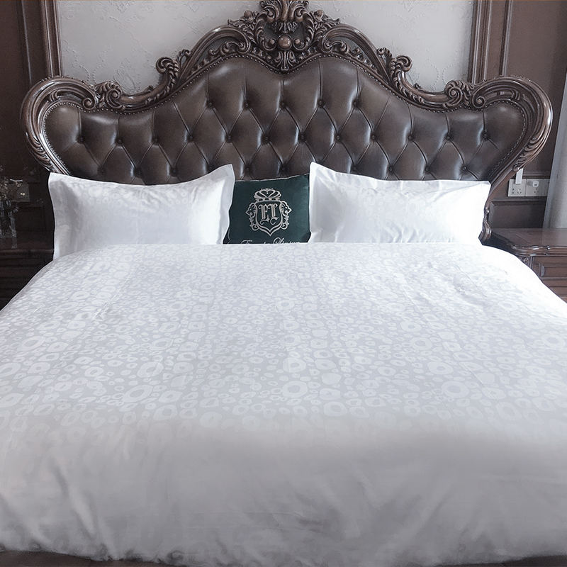 60s purong puting cotton t300 hotel jacquard bedding set