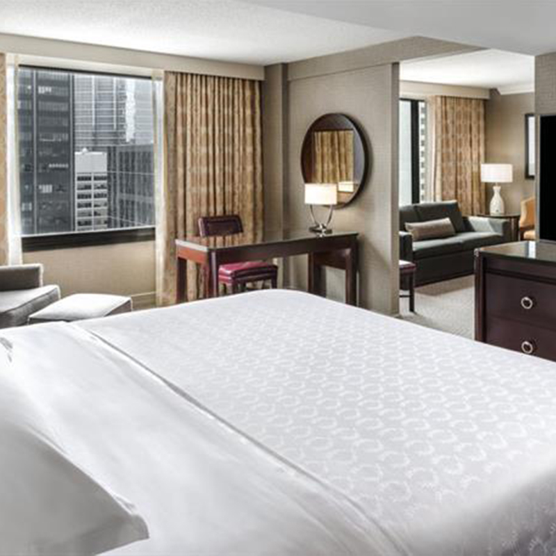 Puting 300 Thread Bilangin ang Pure Cotton Sateen Jacquard Hotel Bedsheets Sets
