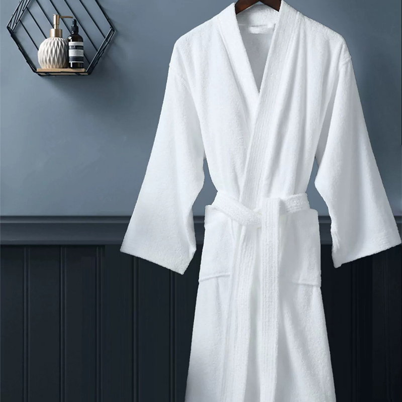 White Cotton 5 Star Hotel Terry Toweling Bathrobe