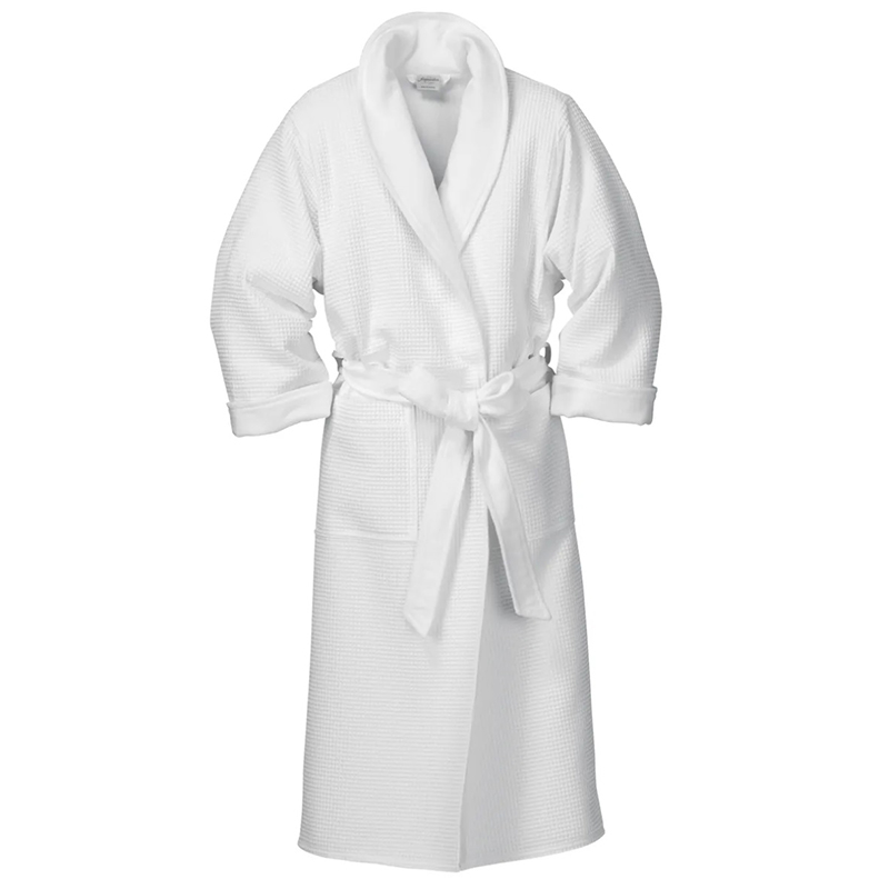100 % Cotton White 400gsm Double Layer Terry Waffle Bathrobe Para sa Hotel
