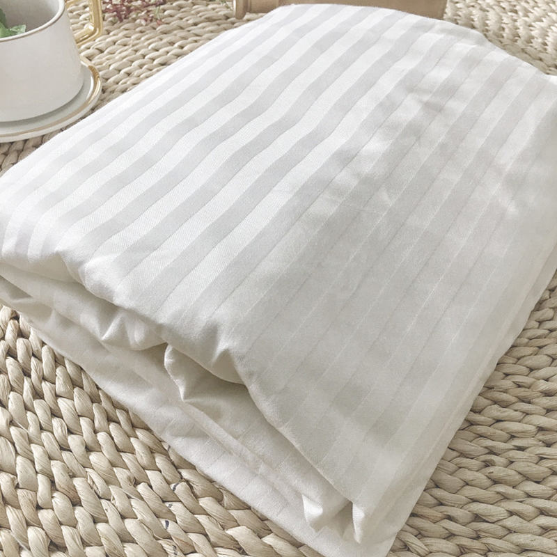 White Cotton 60s Yarn 330 Thread Counts Sateen Stripe Hotel Fitted Sheets Wholesale