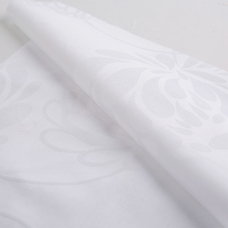 Cotton jacquard bulaklak puting hotel bedding tela